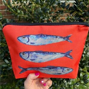 Sardine Fish Print Makeup Travel Bag